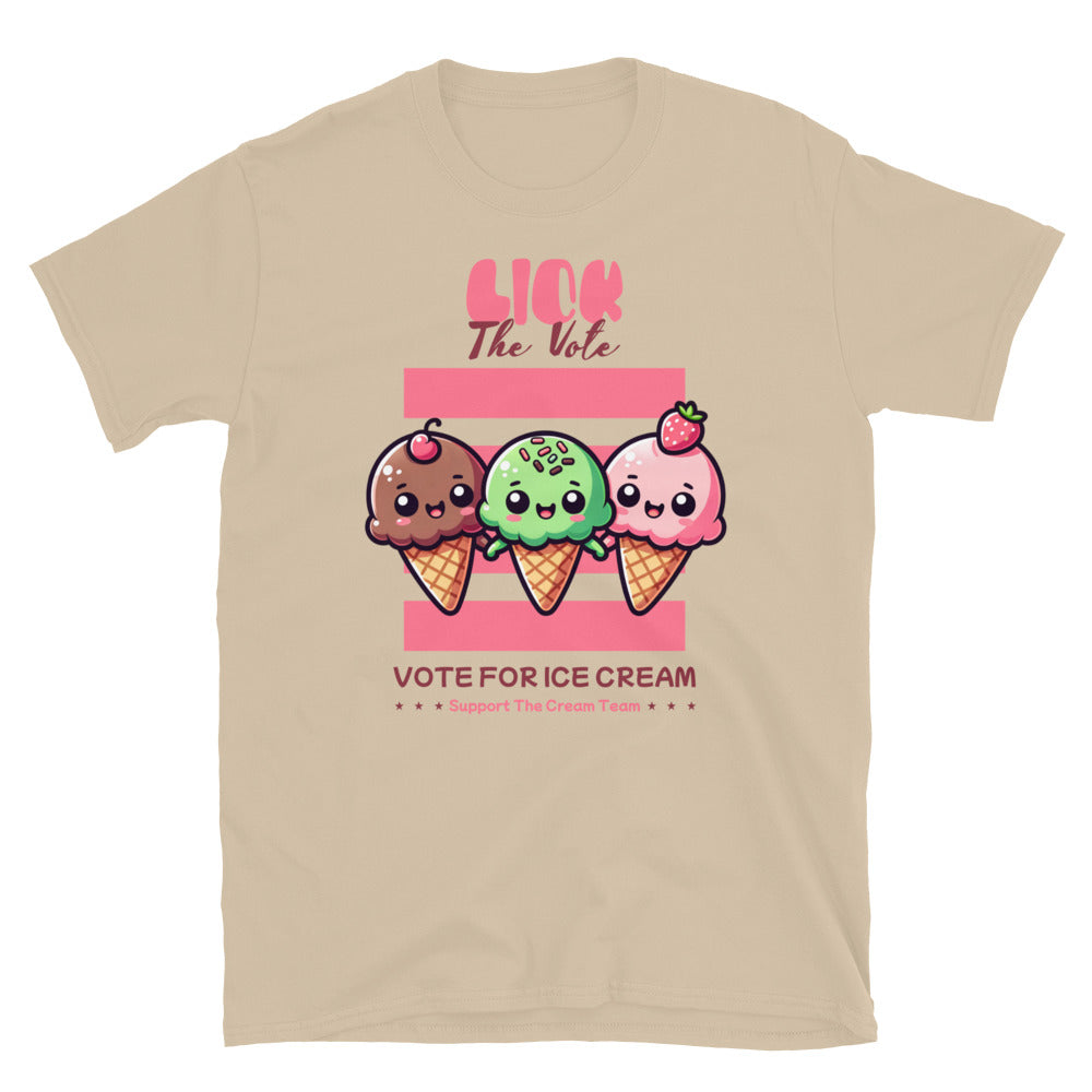 Lick The Vote Kawaii Ice Cream TShirt - Sand Color - https://ascensionemporium.net